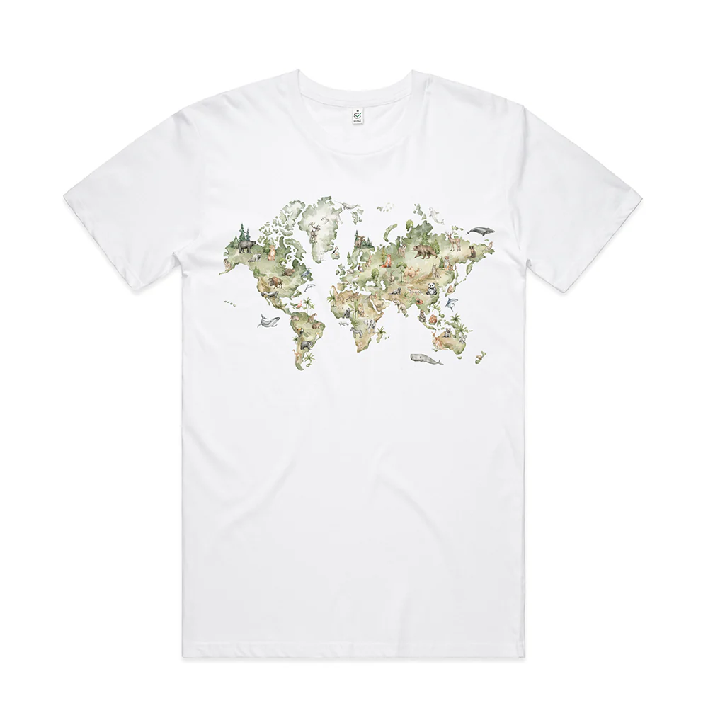 Animal World Map T-shirt / Front Print - Image 2