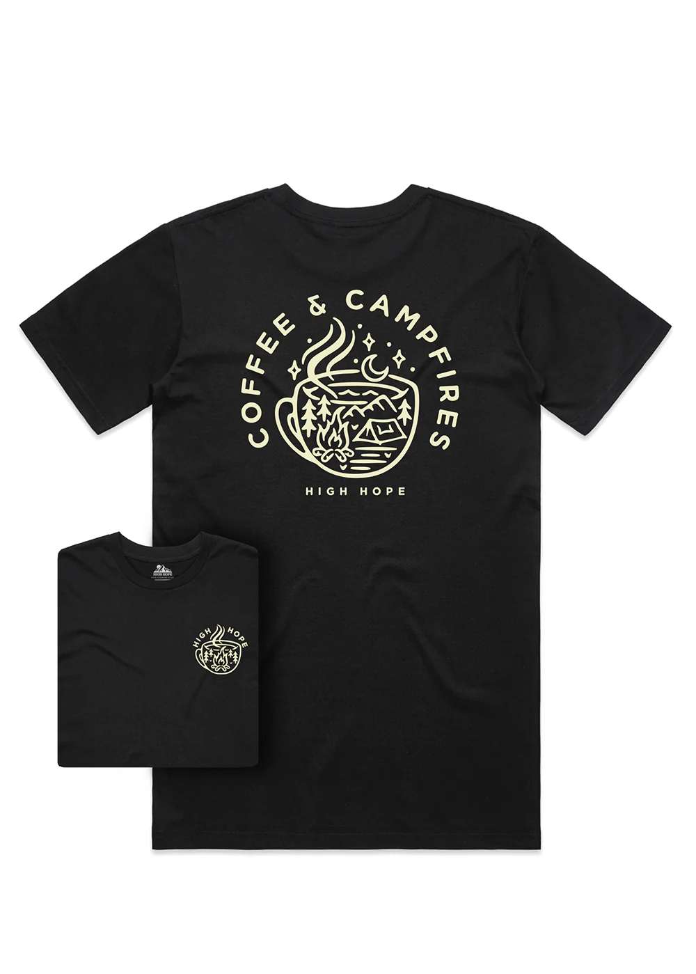 Coffee & Campfires T-shirt / Back Print - Image 2
