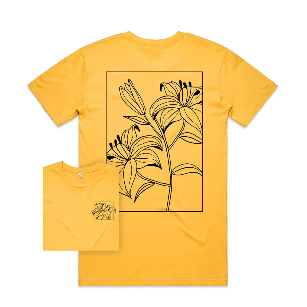 Linear Flowers T-shirt / Back Print - Image 2