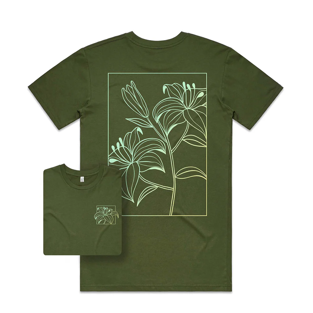 Linear Flowers T-shirt / Back Print - Image 3