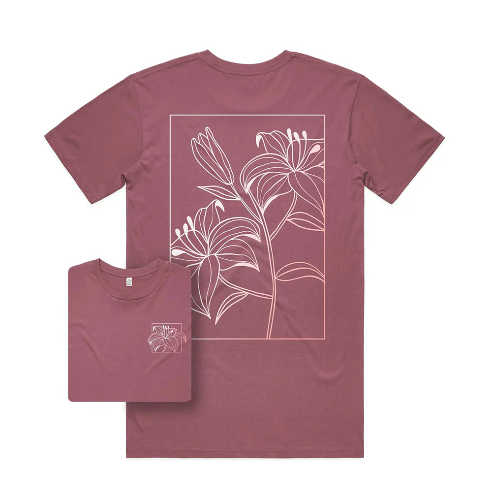 Linear Flowers T-shirt / Back Print - Image 4