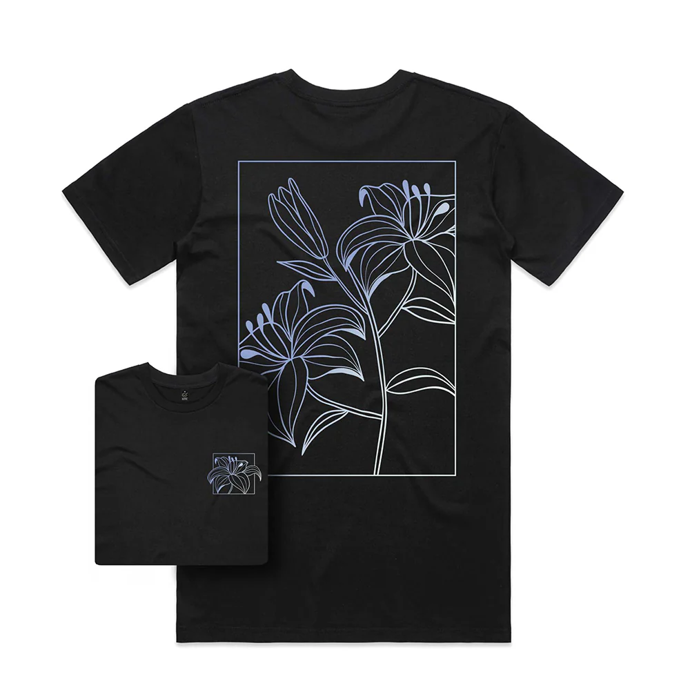 Linear Flowers T-shirt / Back Print - Image 5